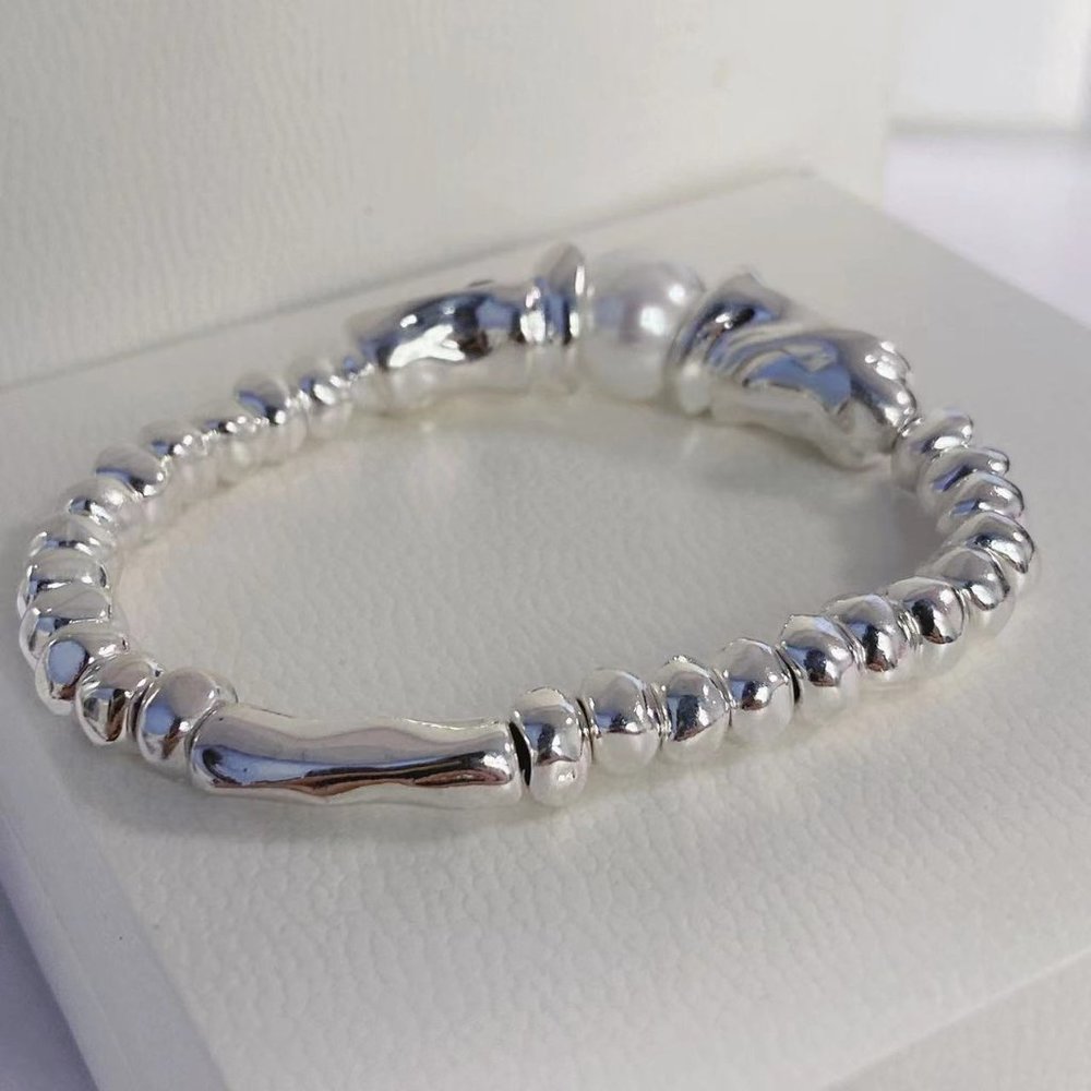 Uno de 50 Silver bracelet - CORALLINE Bracelet alloy /Faux Pearl / Glass Crystal - Picture 5 of 7